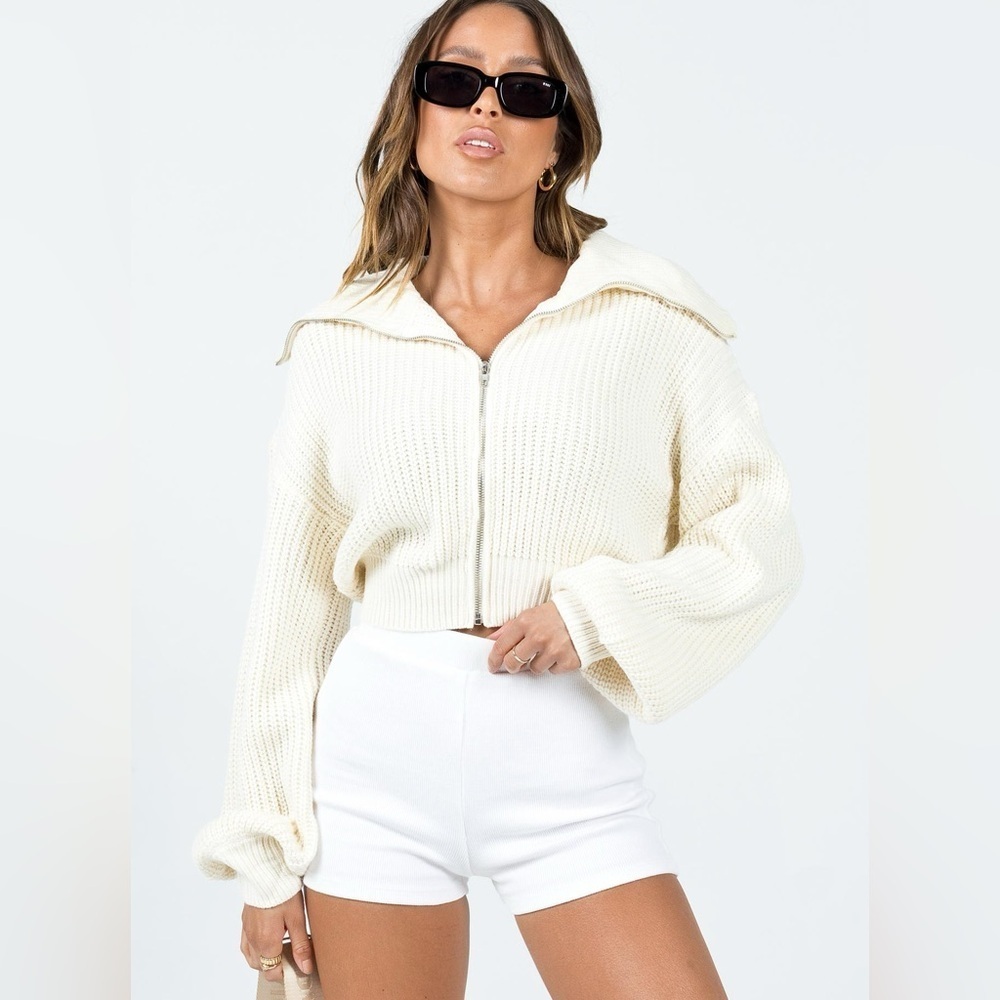 Princess Polly Dissa Cream Knit Sweater size small/ medium 90s chic preppy